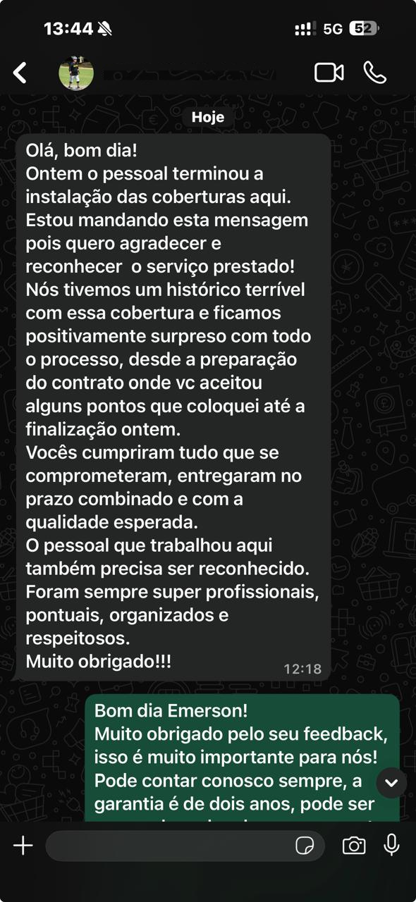 Depoimento de cliente Enkoberta via WhatsApp